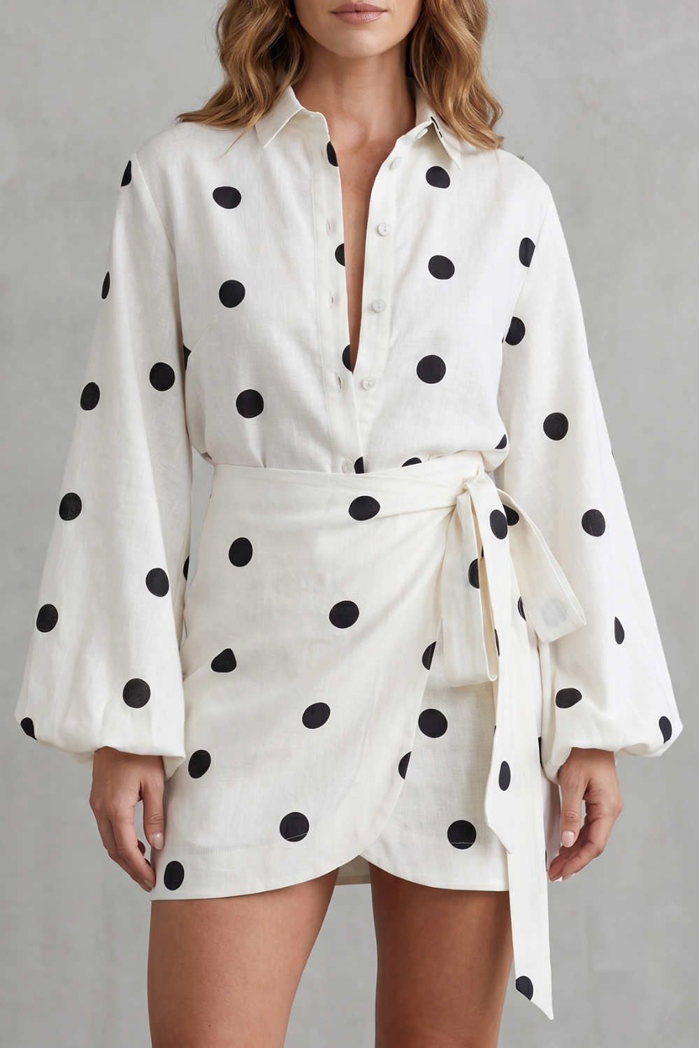 Polka Dot Wrap Elegance Playsuit Set