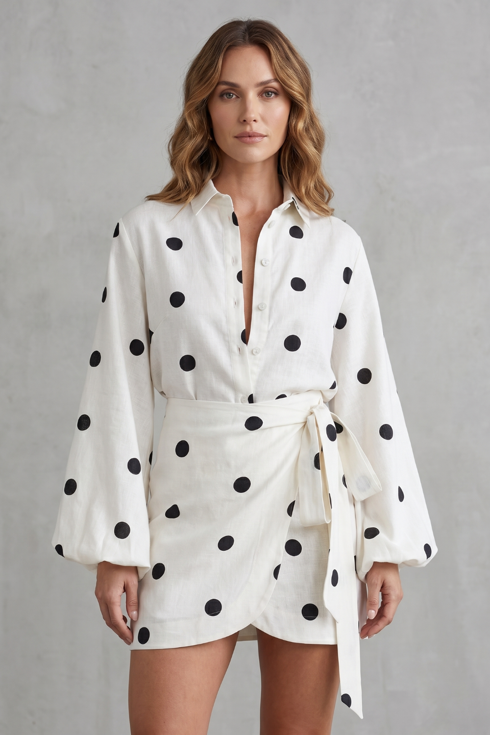Polka Dot Wrap Elegance Playsuit Set