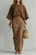 Relaxed Draped Batwing Two Piece Set