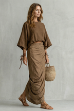 Relaxed Draped Batwing Two Piece Set