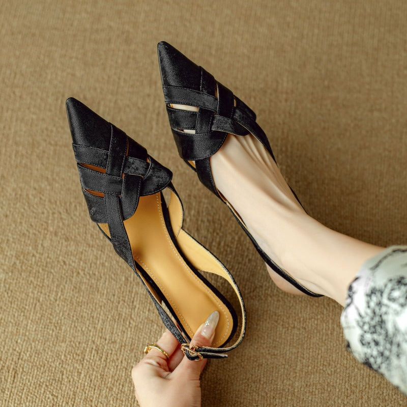 Kaelis Woven Leather Slingback Heels