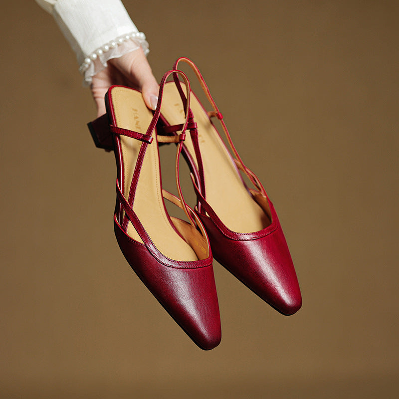Velune Slingback Leather Heels
