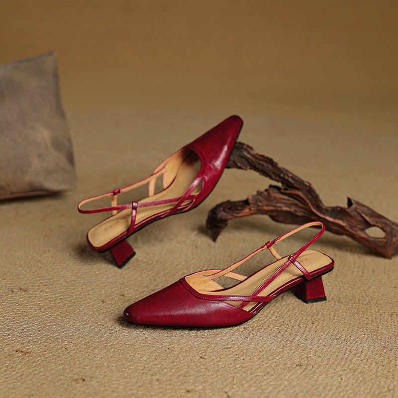 Velune Slingback Leather Heels
