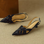 Kaelis Woven Leather Slingback Heels