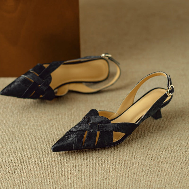 Kaelis Woven Leather Slingback Heels