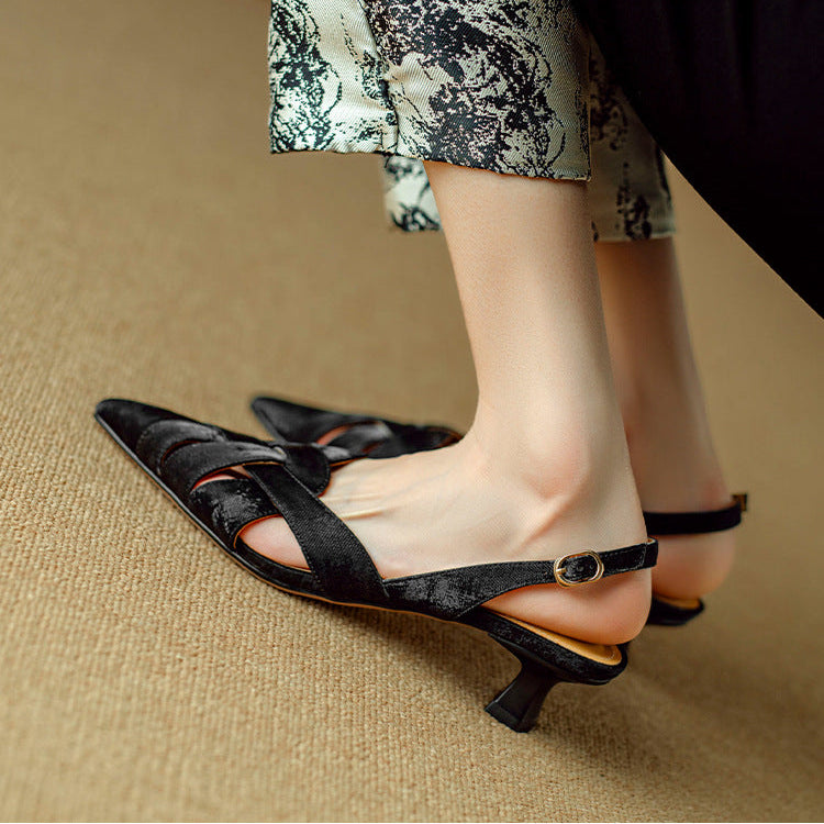 Kaelis Woven Leather Slingback Heels