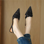 Kaelis Woven Leather Slingback Heels