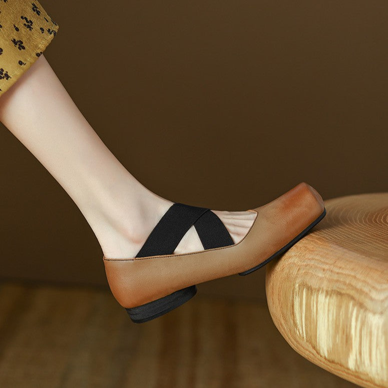 Calira Square Toe Leather Ballets