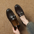 Corren Lock Accent Leather Loafers