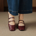 Aurelle Dual Strap Leather Mary-Janes