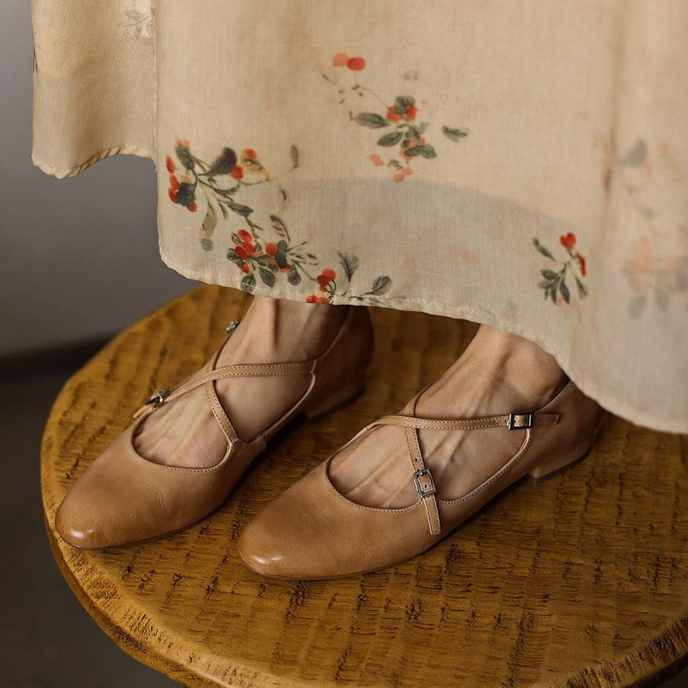 Orlisse Mary-Jane Leather Flats