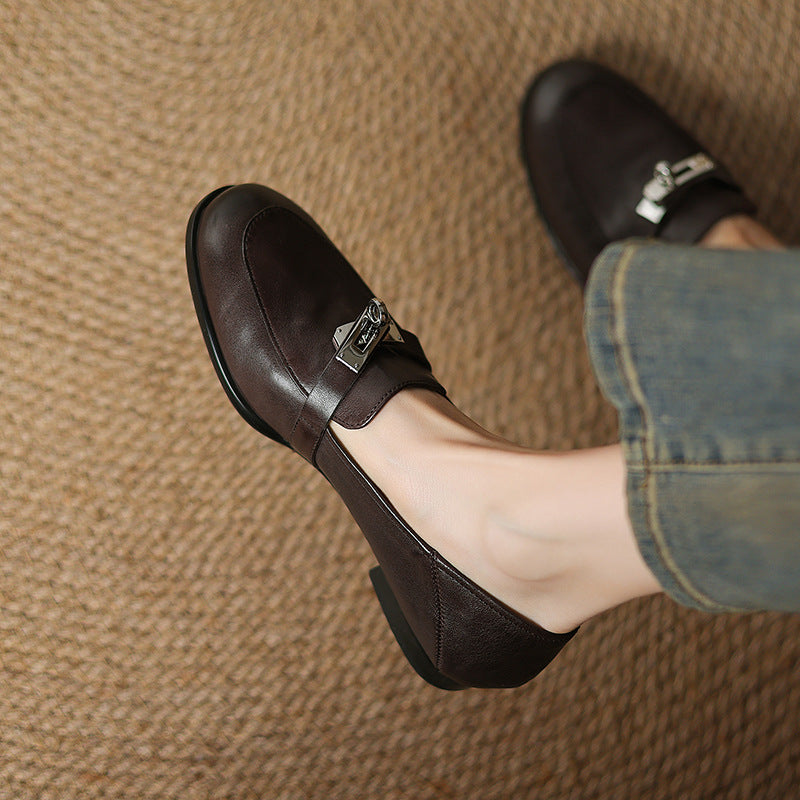 Corren Lock Accent Leather Loafers