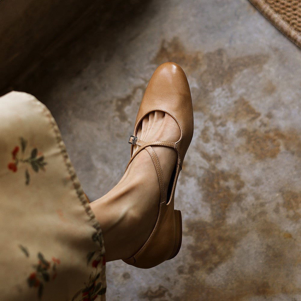 Orlisse Mary-Jane Leather Flats