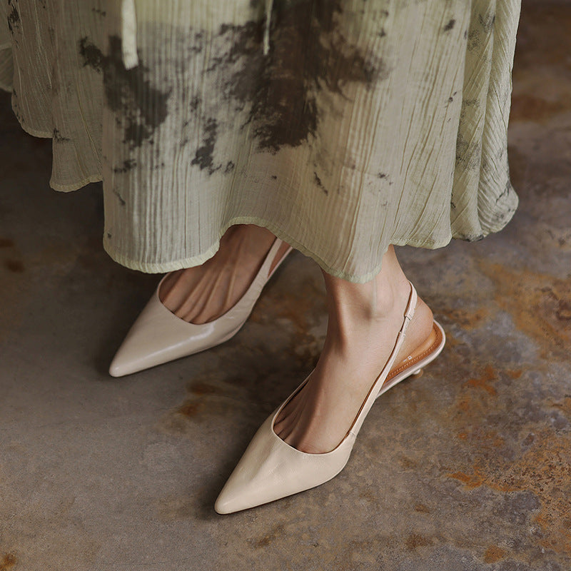 Maelle Lambskin Leather Slingback Heels