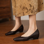 Noémie Square-Toe Leather Flat