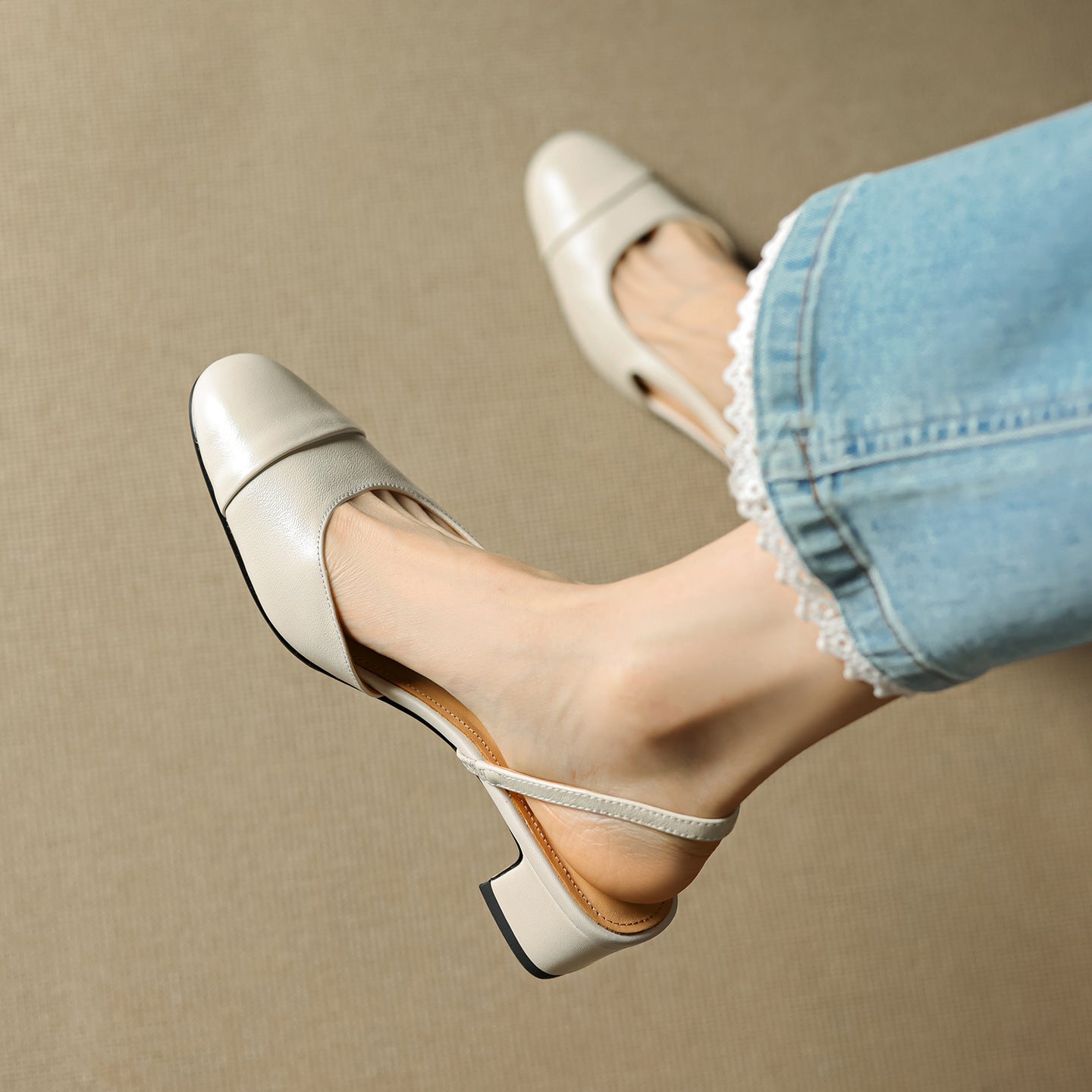 Caia Slingback Leather Heels