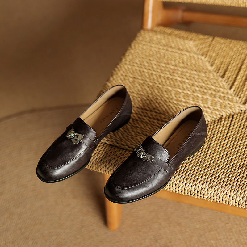 Corren Lock Accent Leather Loafers