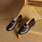 Corren Lock Accent Leather Loafers