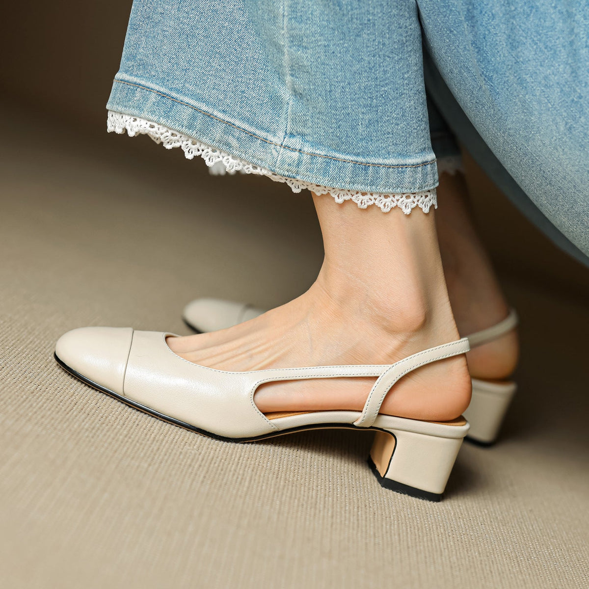 Caia Slingback Leather Heels