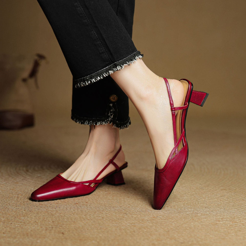 Velune Slingback Leather Heels