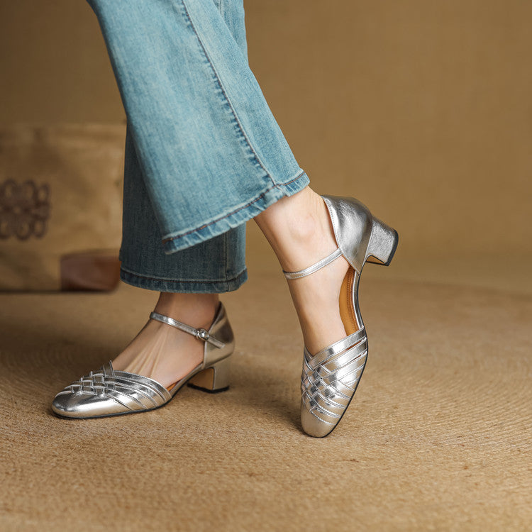 Marais Woven Leather Heels