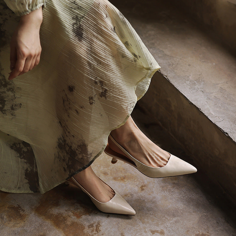 Maelle Lambskin Leather Slingback Heels