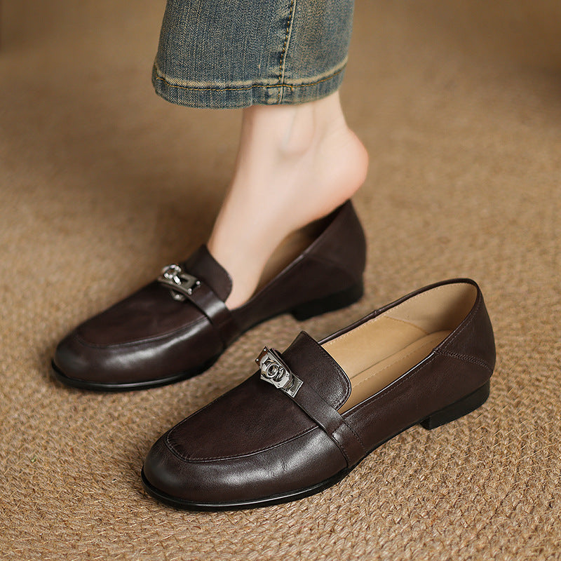 Corren Lock Accent Leather Loafers
