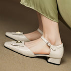 Elvane Buckle Leather Mary-Janes