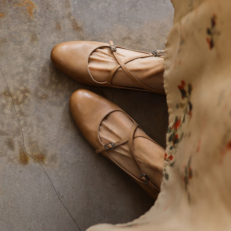 Orlisse Mary-Jane Leather Flats