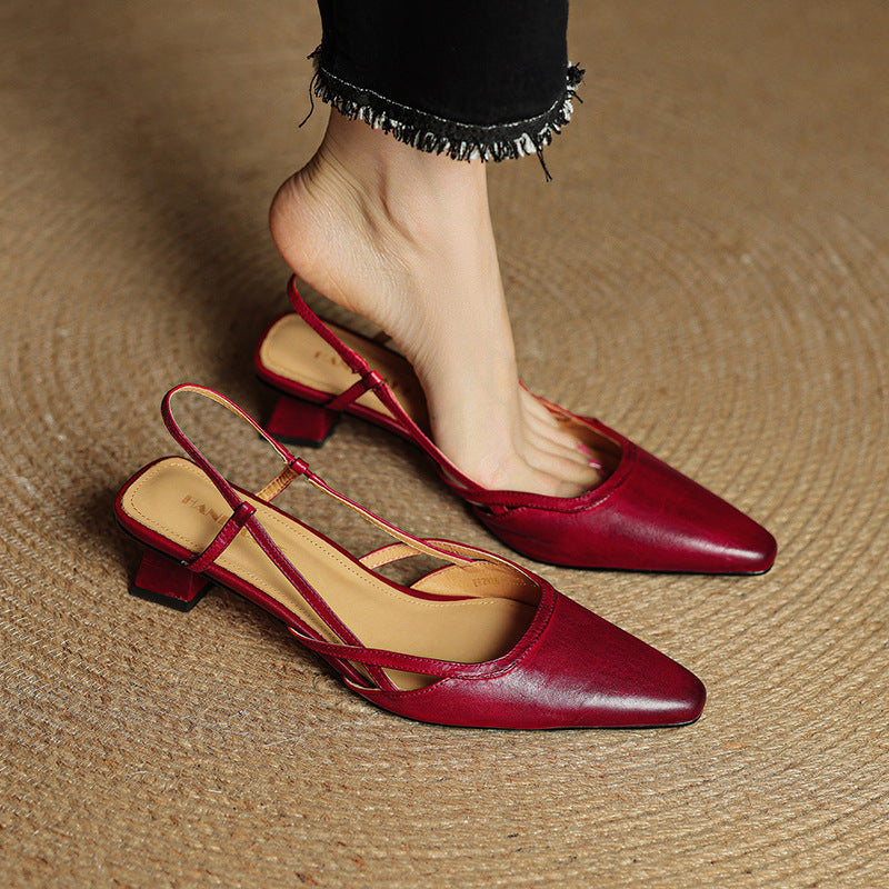Velune Slingback Leather Heels