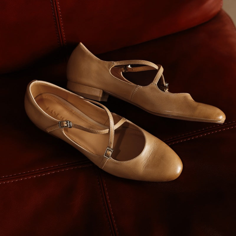 Orlisse Mary-Jane Leather Flats