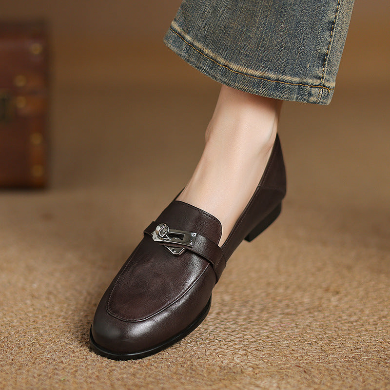 Corren Lock Accent Leather Loafers