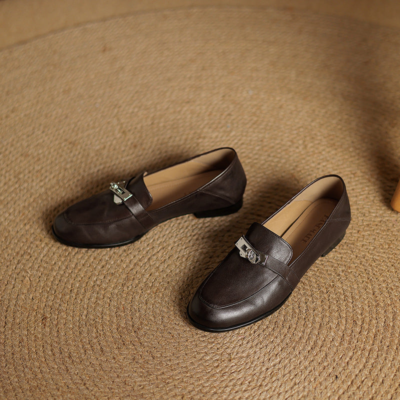 Corren Lock Accent Leather Loafers
