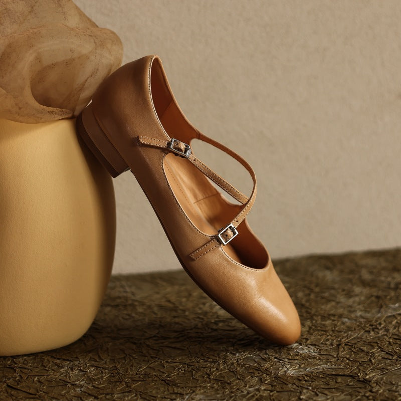 Orlisse Mary-Jane Leather Flats