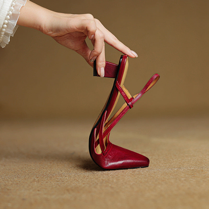 Velune Slingback Leather Heels