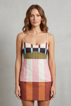 Geometric Colour-block Charm Mini Dress