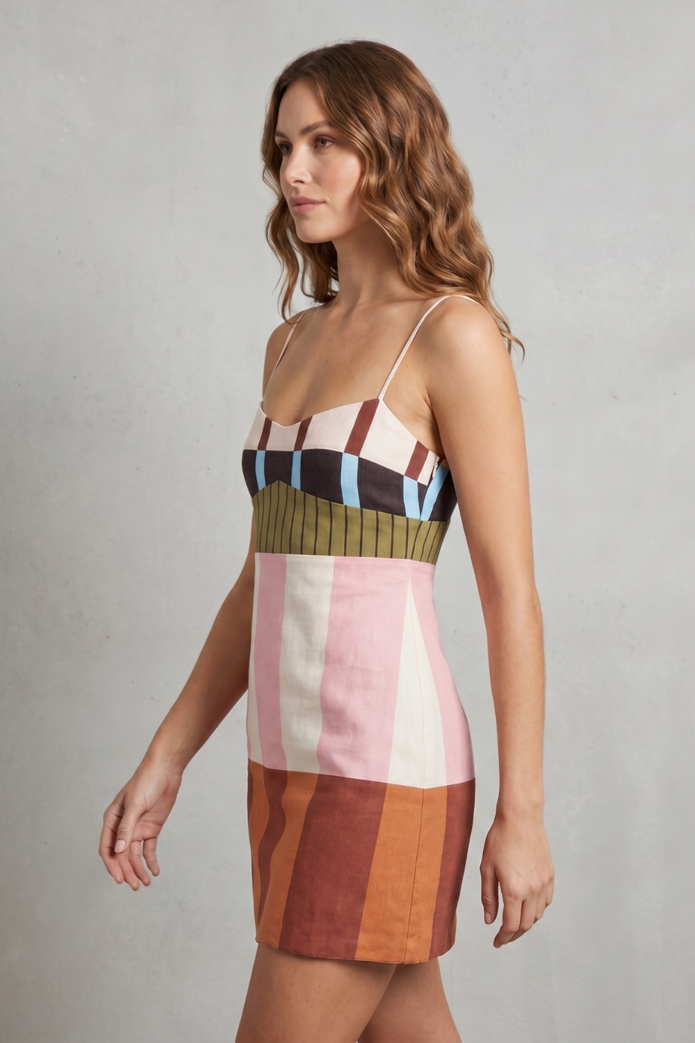 Geometric Colour-block Charm Mini Dress