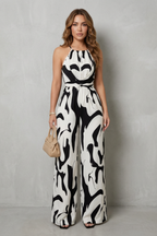 Calivana – Abstract print halter – Wide-leg jumpsuit