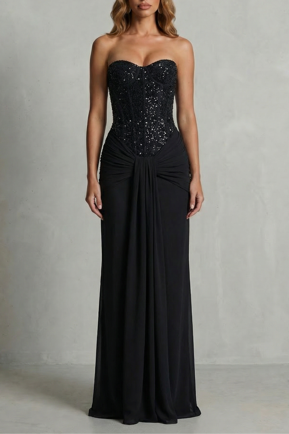 Draped Satin Elegance Maxi Dress