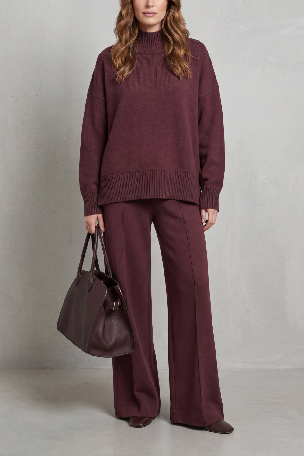 Folded Collar Charm Knit Lounge Set