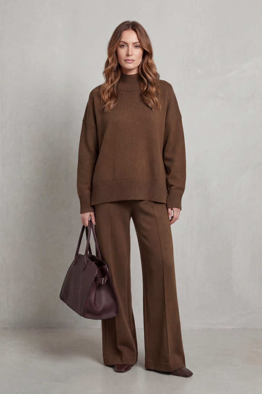 Folded Collar Charm Knit Lounge Set