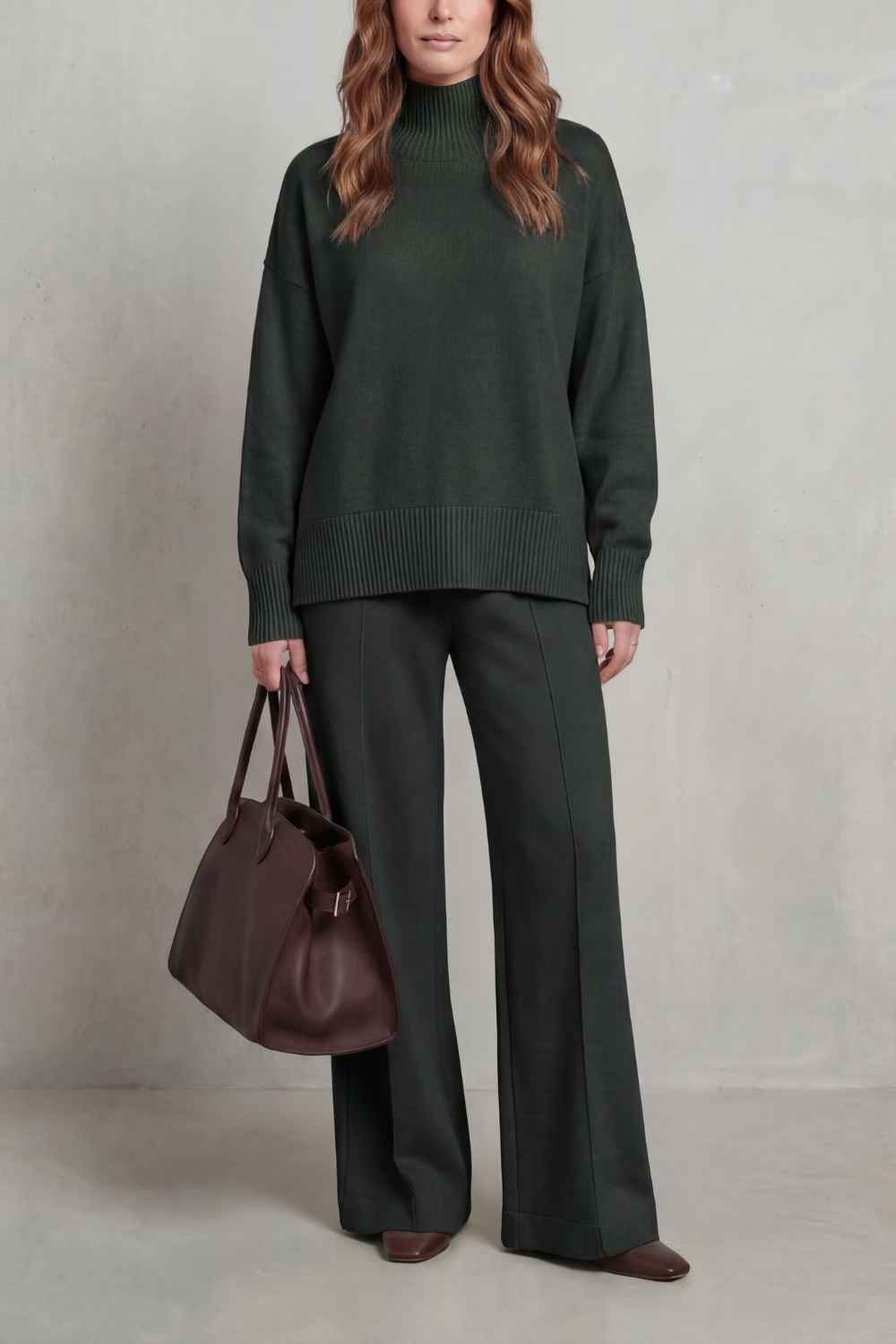 Folded Collar Charm Knit Lounge Set