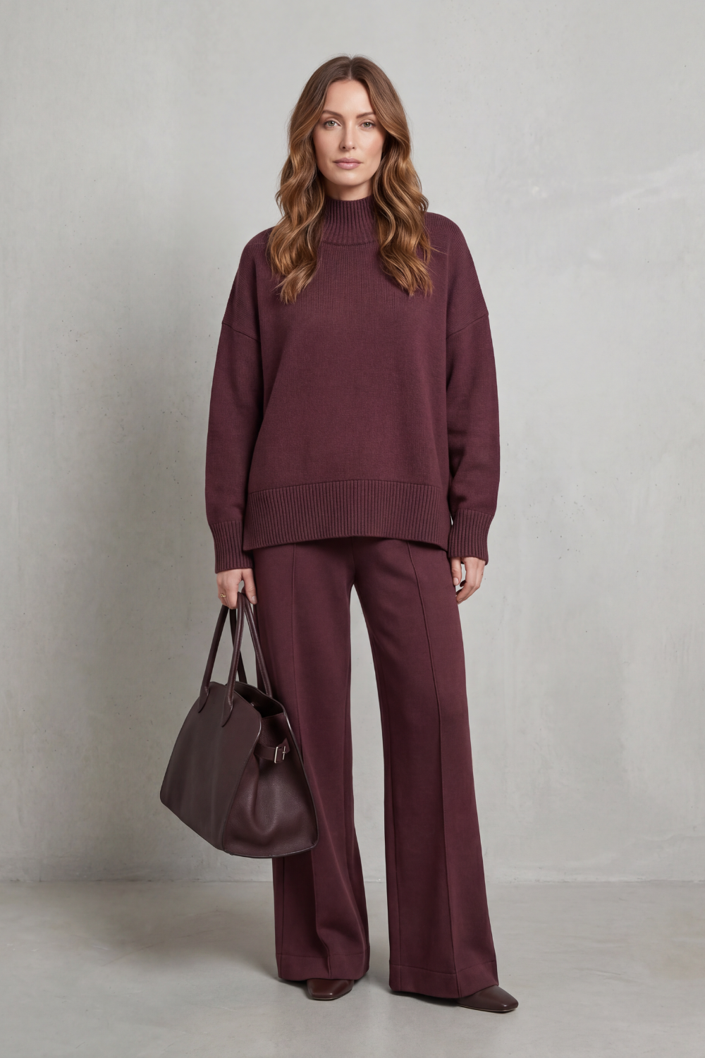 Folded Collar Charm Knit Lounge Set