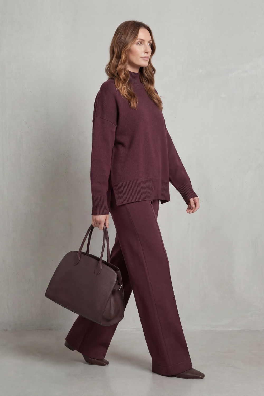 Folded Collar Charm Knit Lounge Set