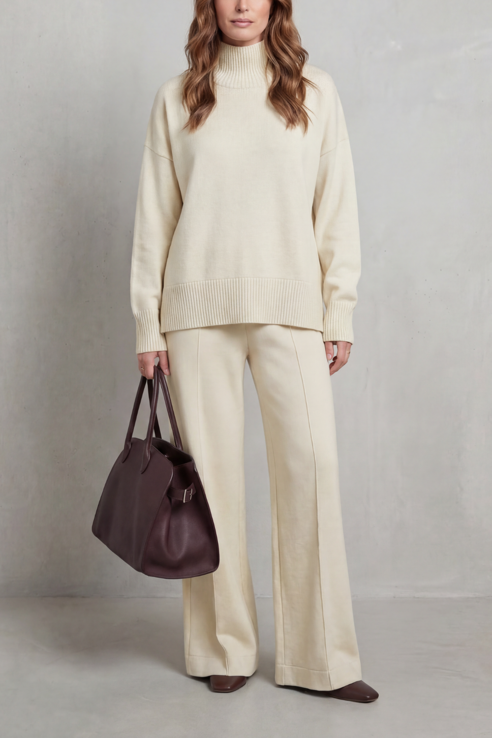 Folded Collar Charm Knit Lounge Set