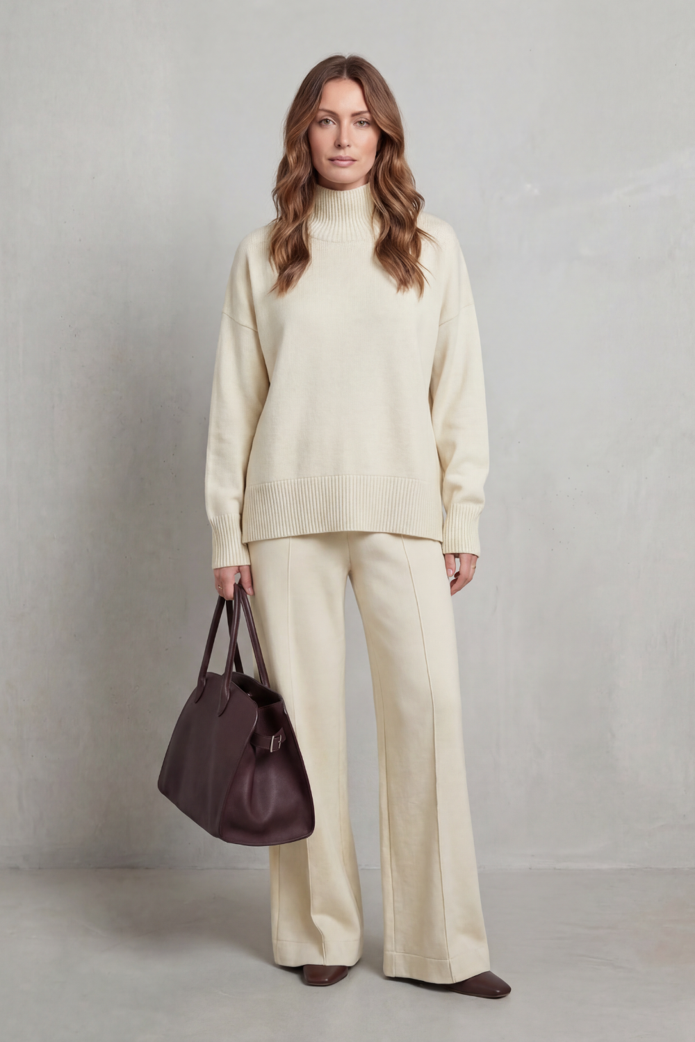 Folded Collar Charm Knit Lounge Set