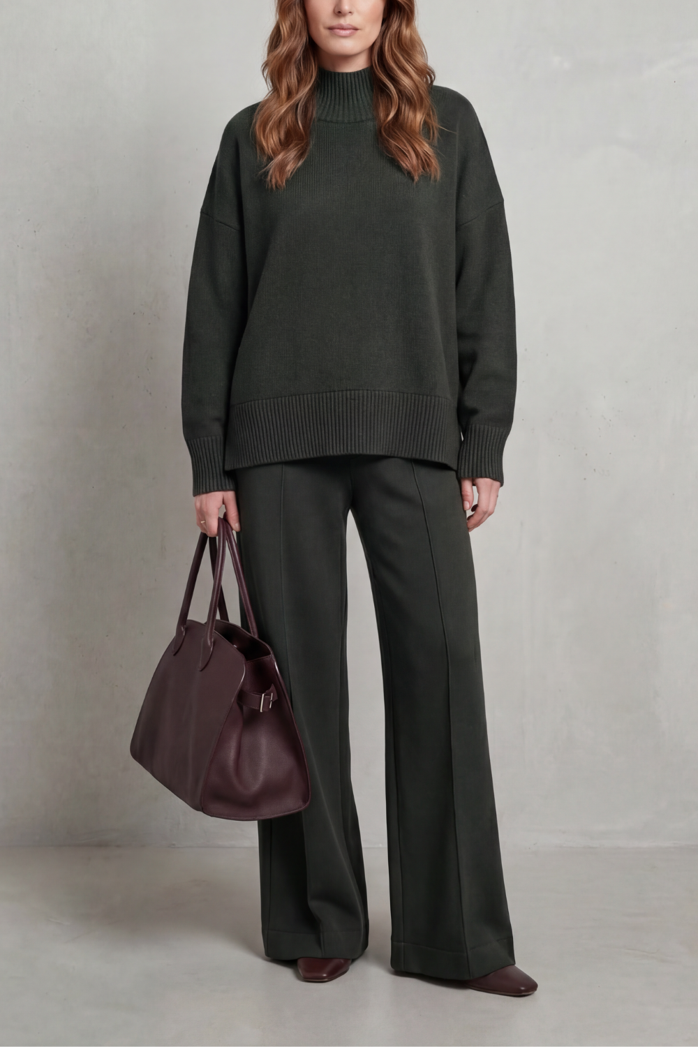 Folded Collar Charm Knit Lounge Set