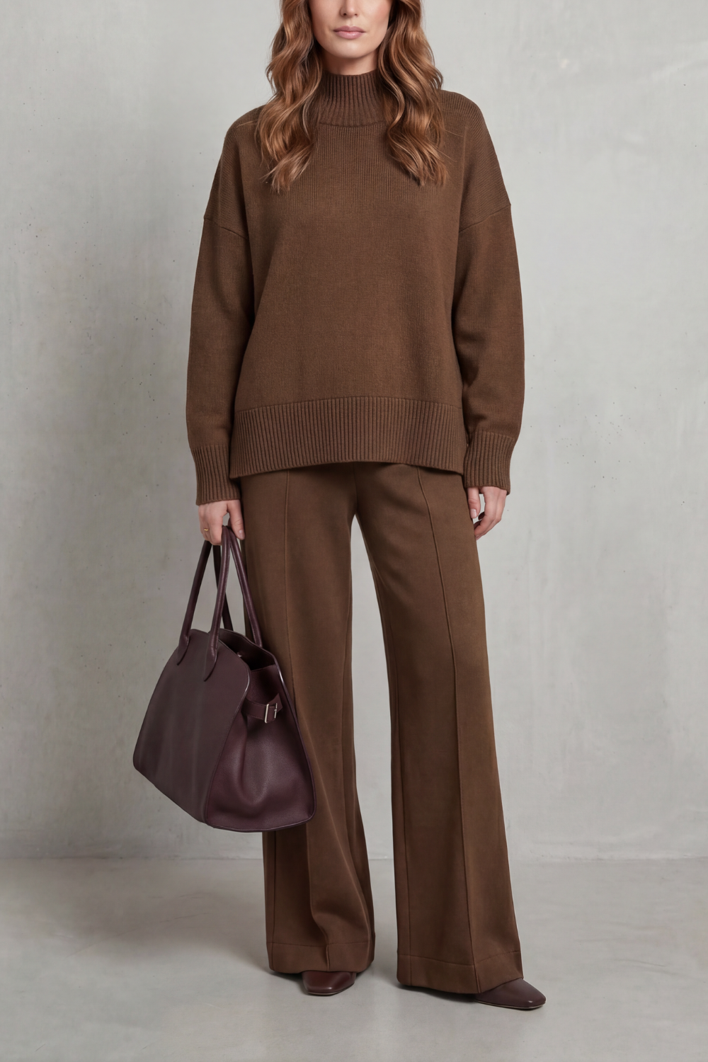 Folded Collar Charm Knit Lounge Set