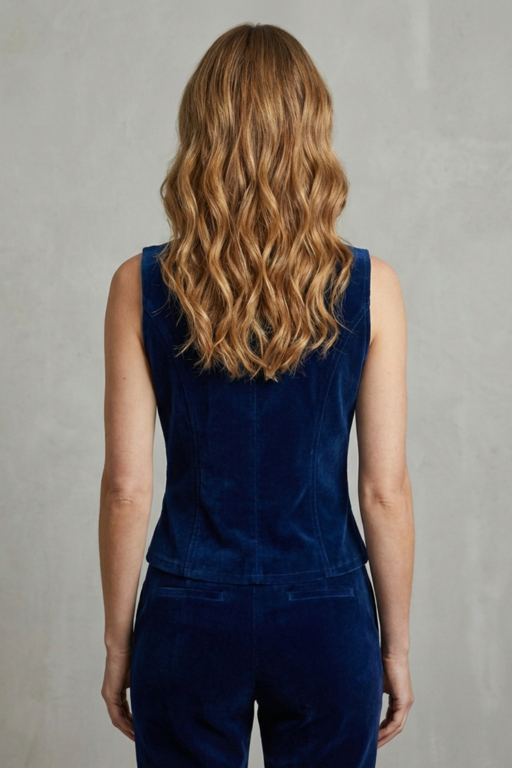 Double-breasted Cut Velvet Military Vest