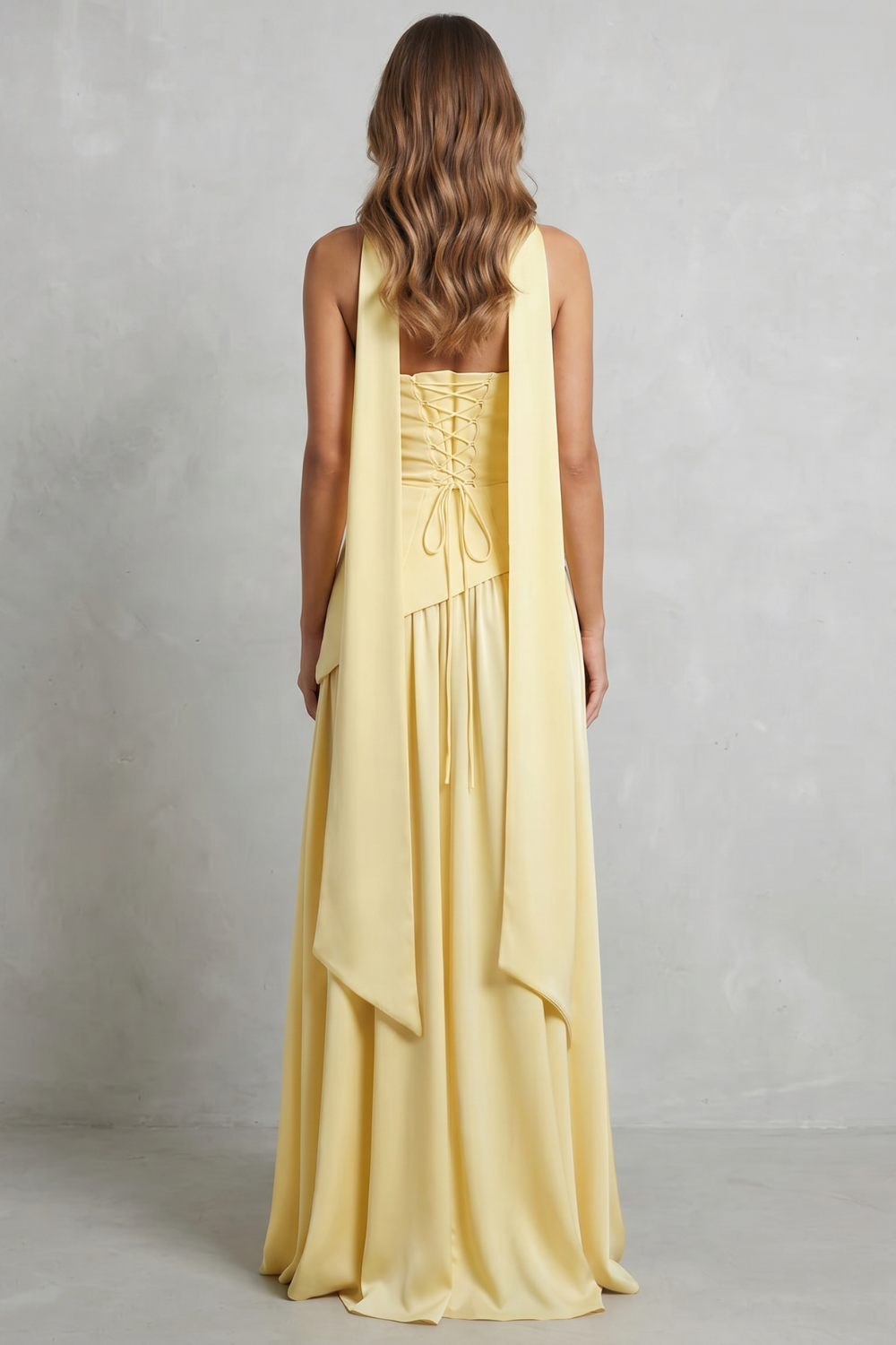 Sculpted Draped Slit Strapless Maxi Dress
